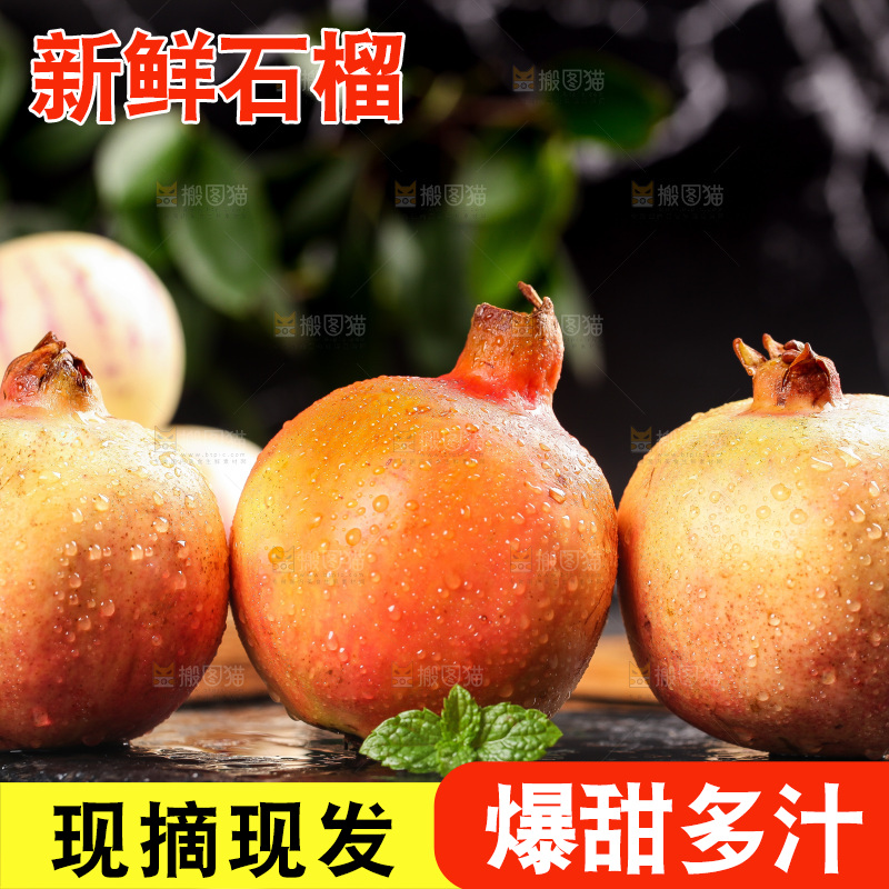 黑底上的石榴