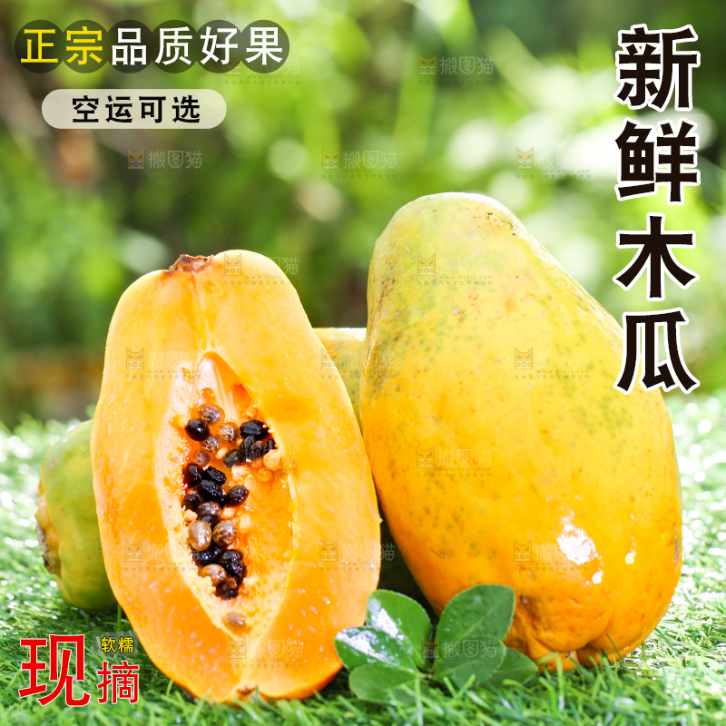 草地上放着切开的牛奶木瓜