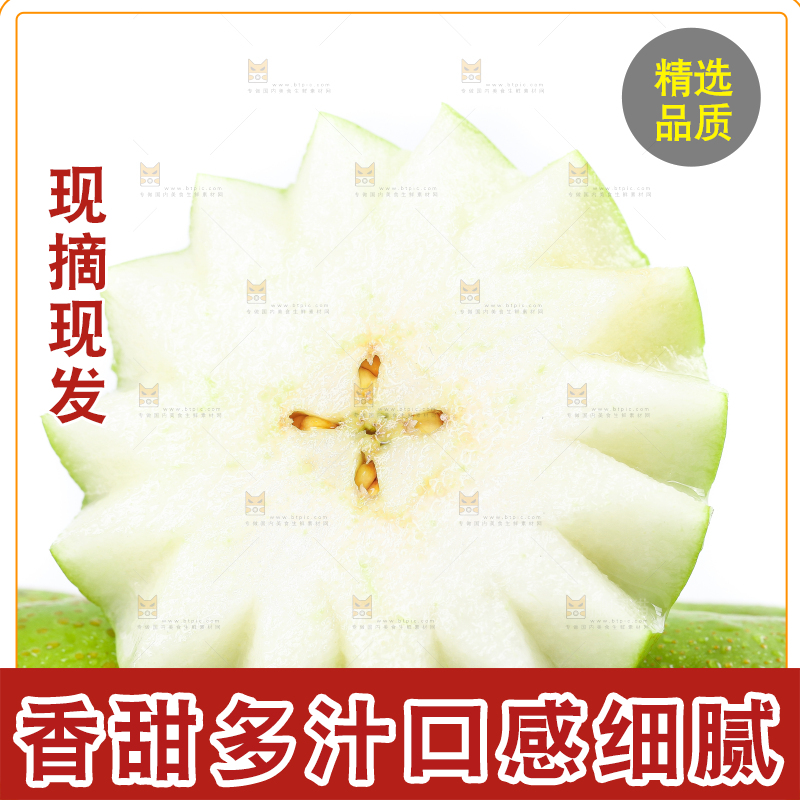 切开的砀山青皮皇冠梨放在白底上