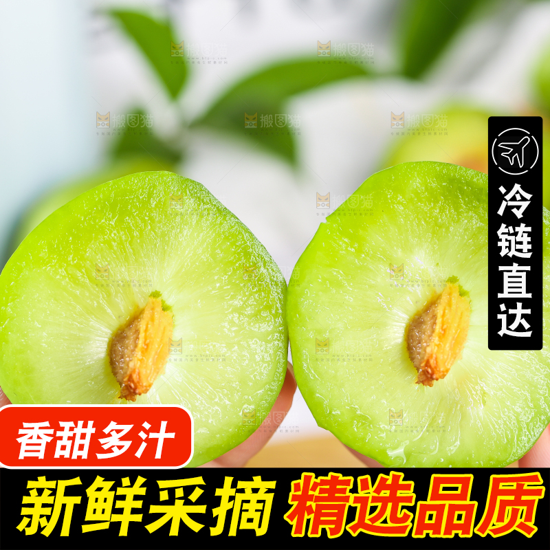 手拿切开的青奈李