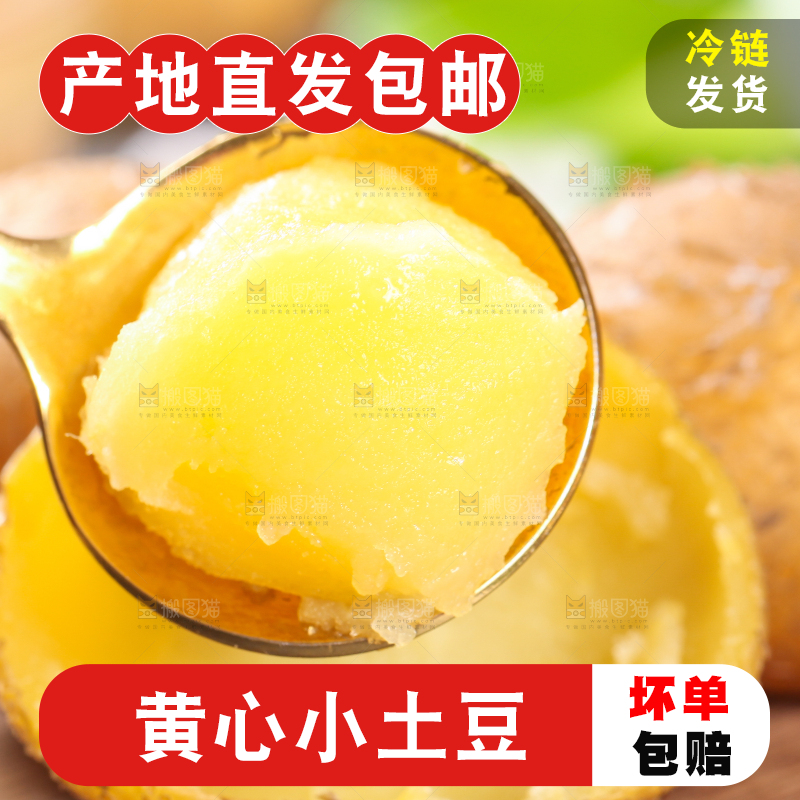 勺子里的黄心熟土豆