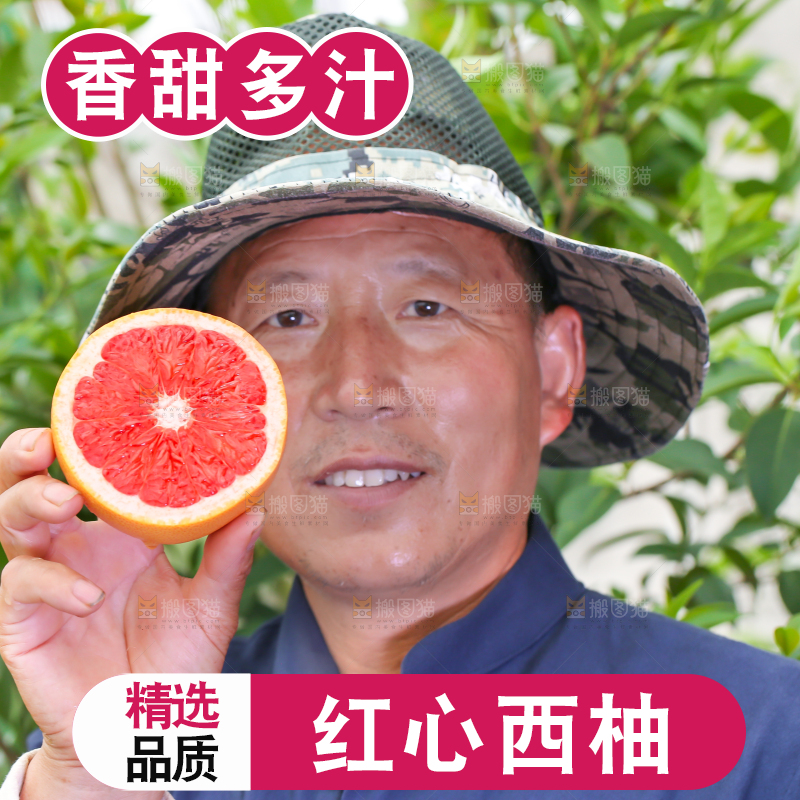 农民手里拿着切开的南非西柚