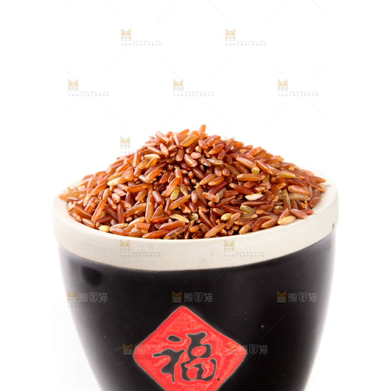 白底上放着一缸红香米