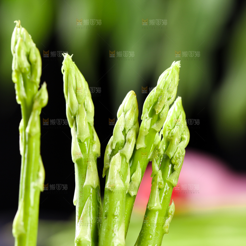黑石板上的新鲜青芦笋