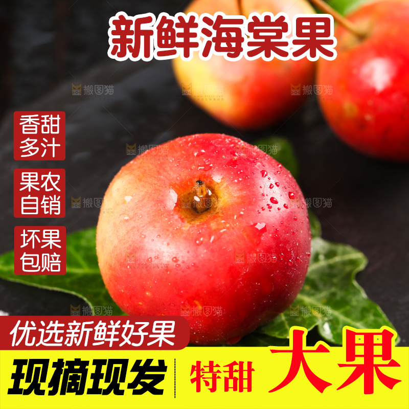黑石板上的海棠果