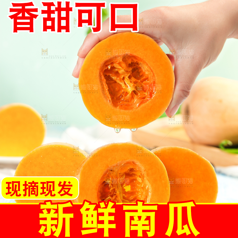 手拿切开的奶油南瓜