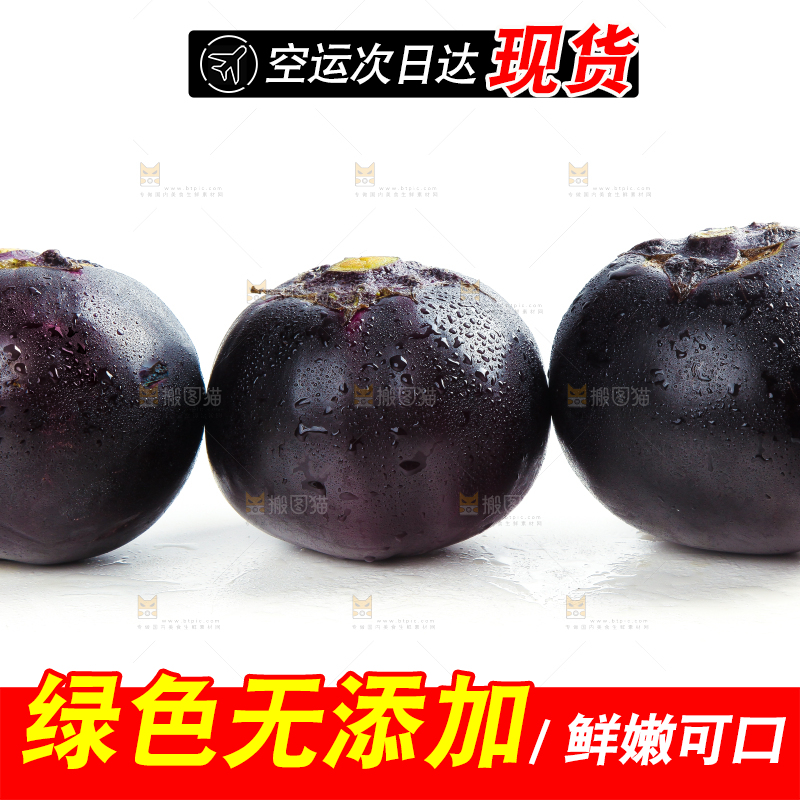 白底上的紫皮圆茄子