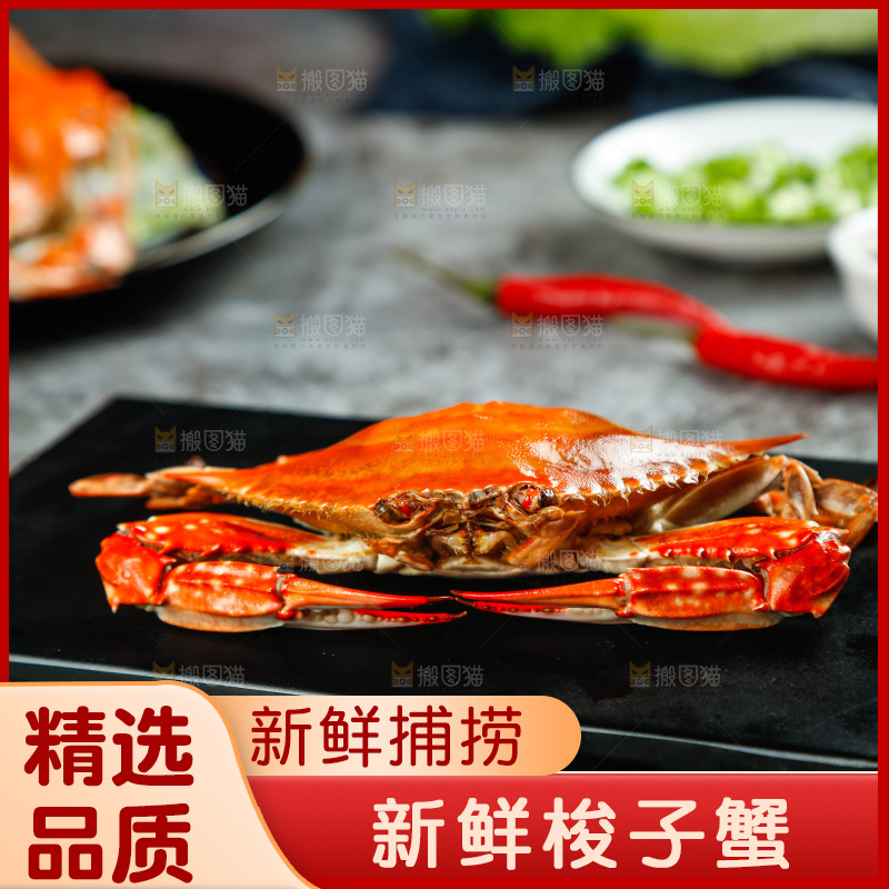 石板上放着一盘梭子蟹