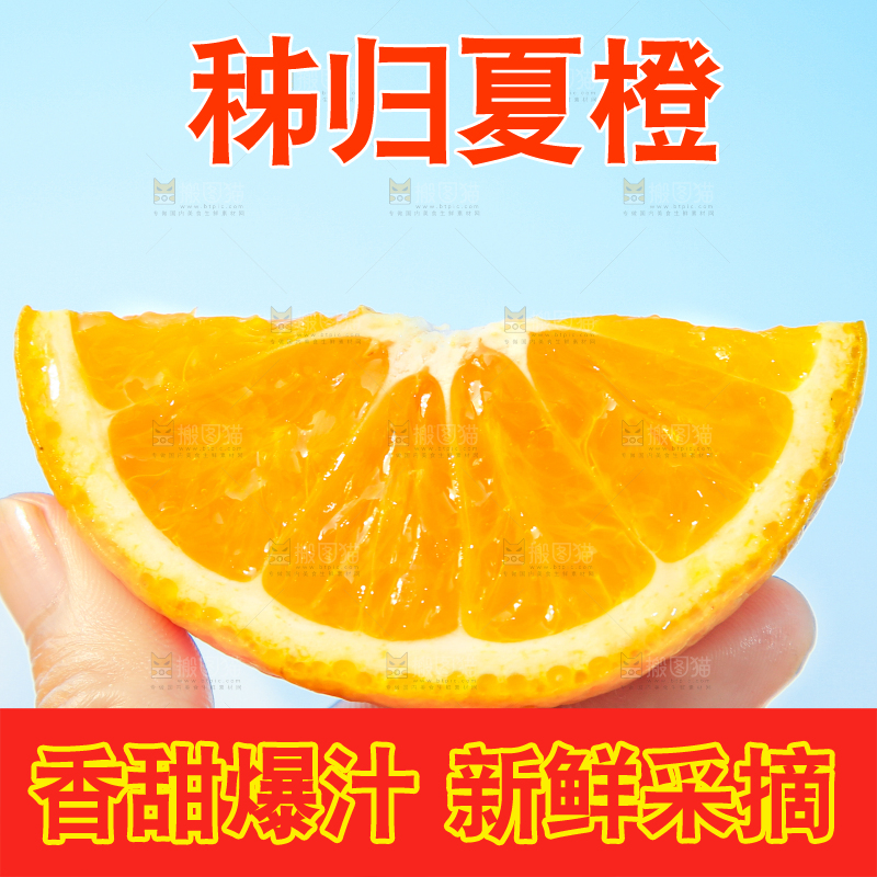 手拿切开的夏橙