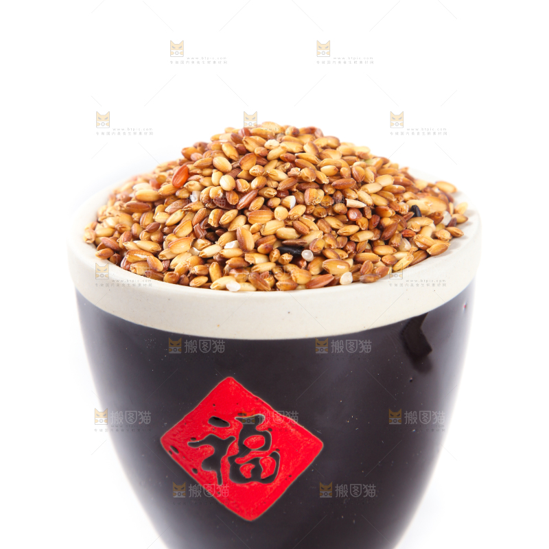 白底上放着一缸黄香米