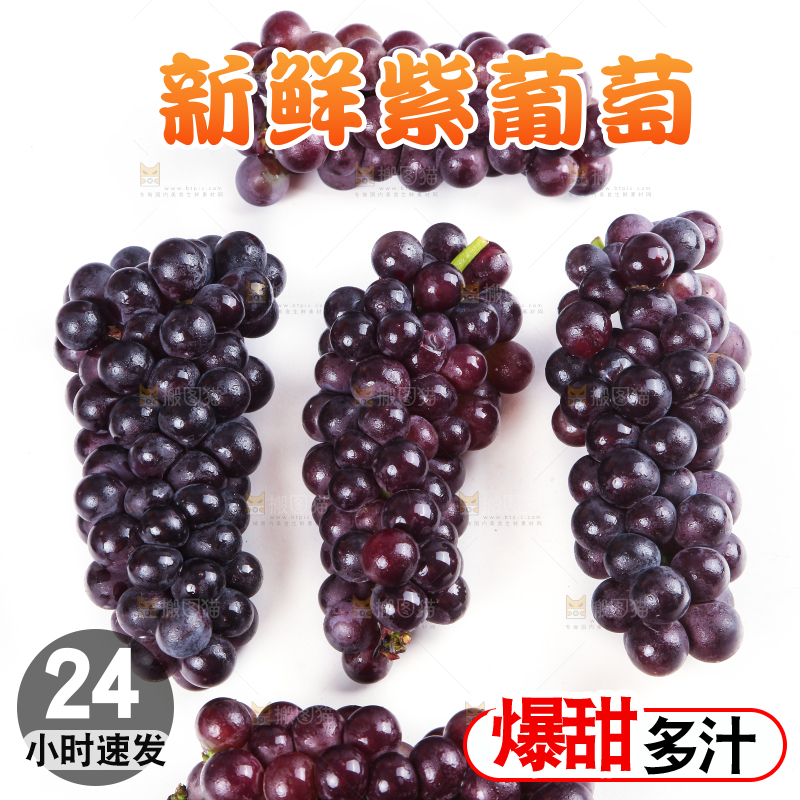 白底上的新鲜巨峰葡萄