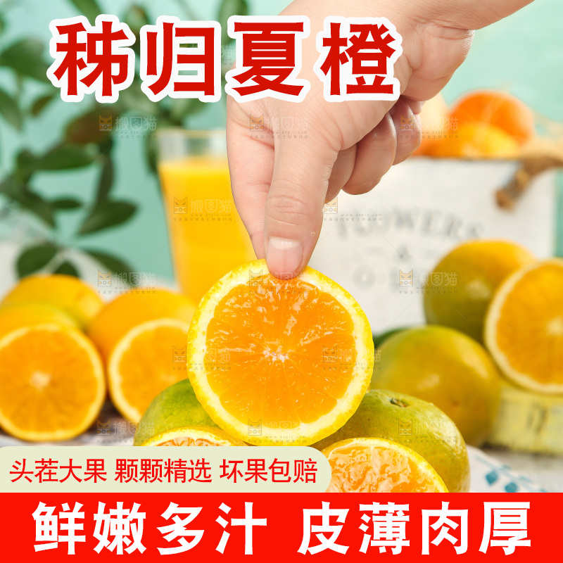 手拿切开的夏橙
