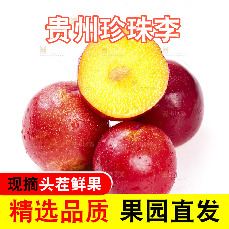 切开的珍珠李放在白底上