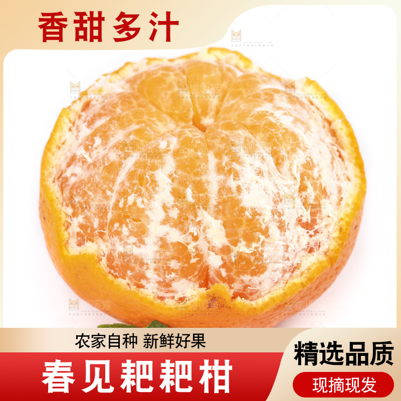 剥皮的耙耙柑放在白底上