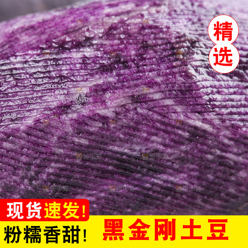 白底上的黑紫马铃薯