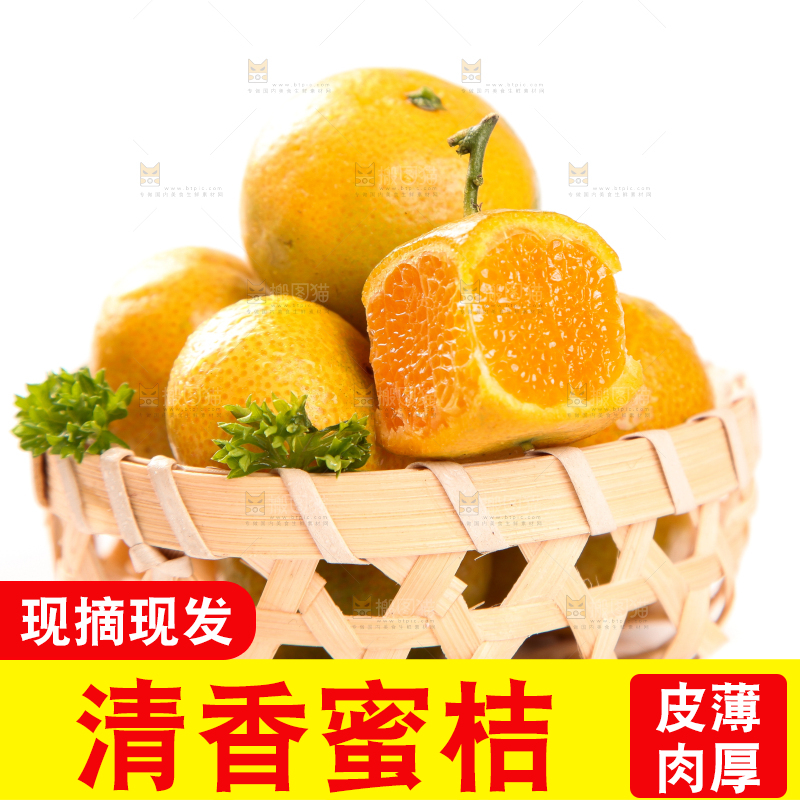 一筐小蜜桔放在白底上