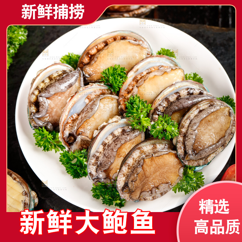 黑底上放着一盘鲍鱼