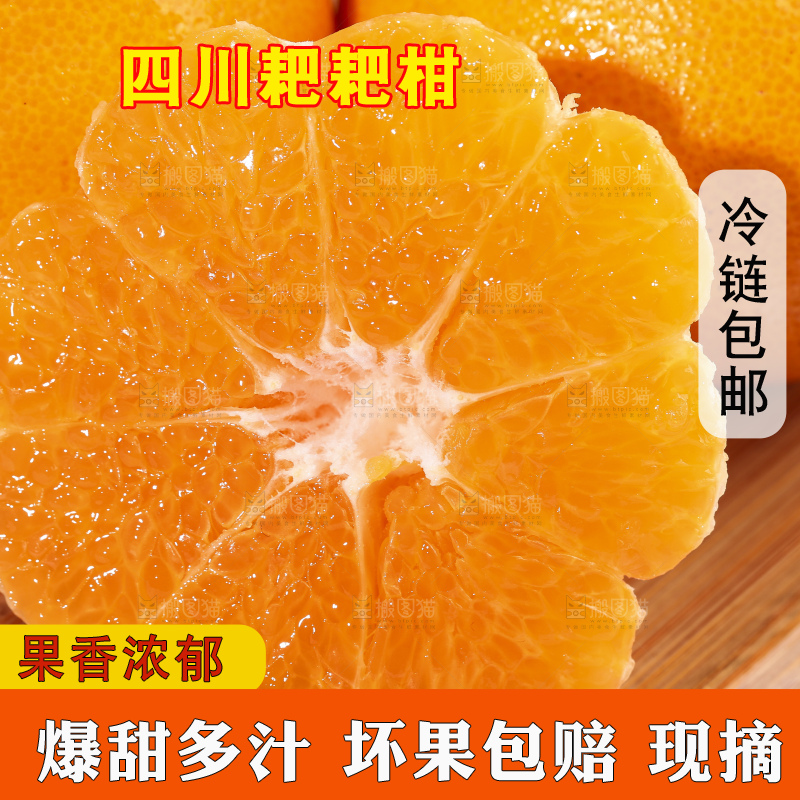 木底上放着切开的四川耙耙柑