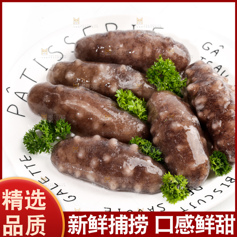 一盘刺参放在白底上