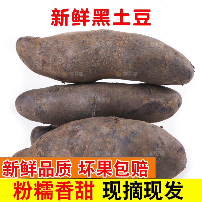 白底上放着黑美人土豆