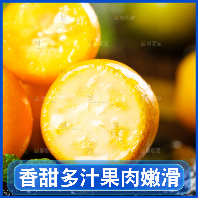 黑底上放着小金桔