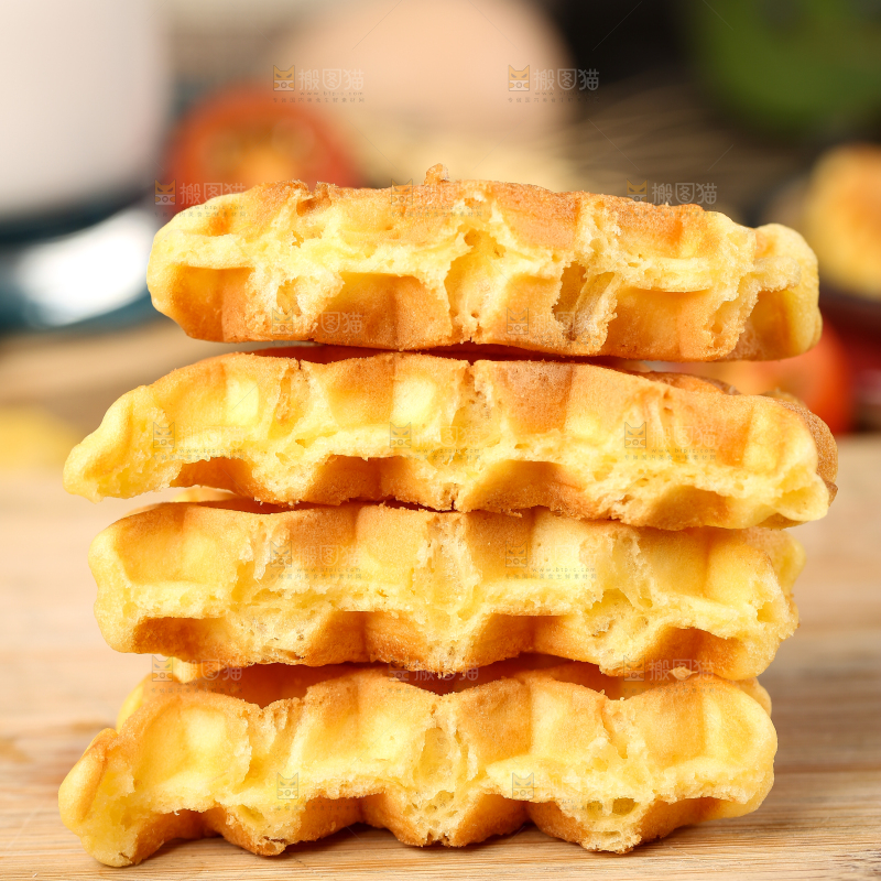 木底上的华夫饼干