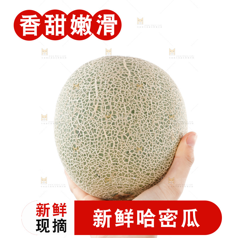 手里捧着哈蜜瓜