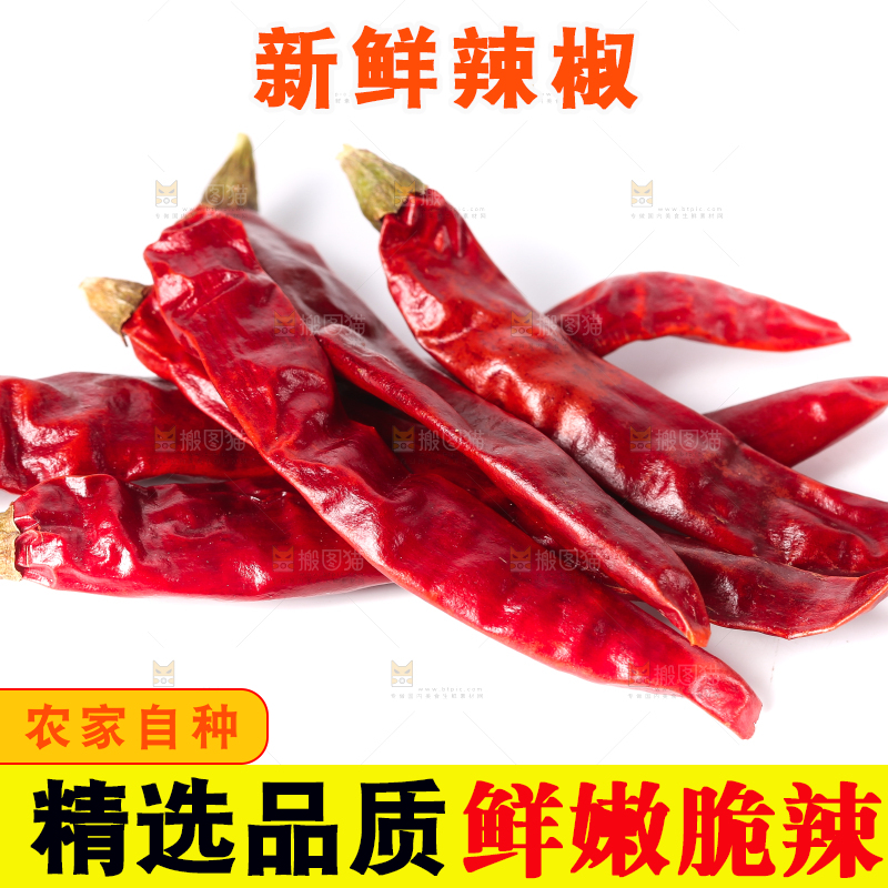 白底上放着干红辣椒