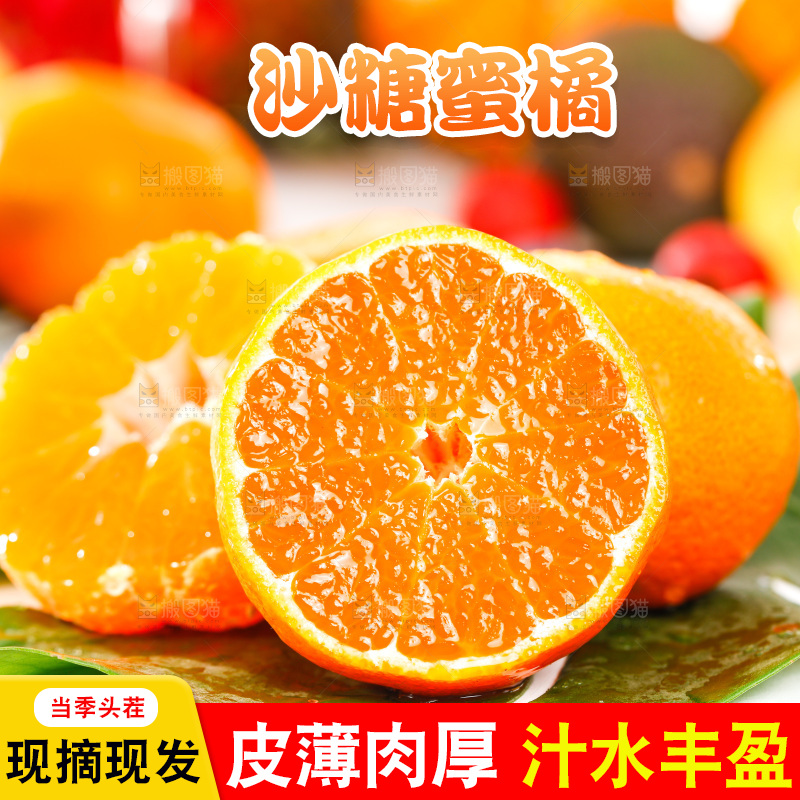 白底上摆放着蜜橘