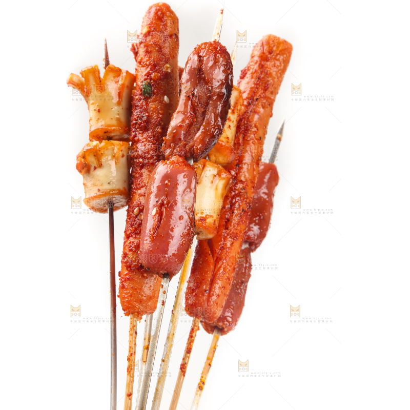 白底上的脆皮肠串