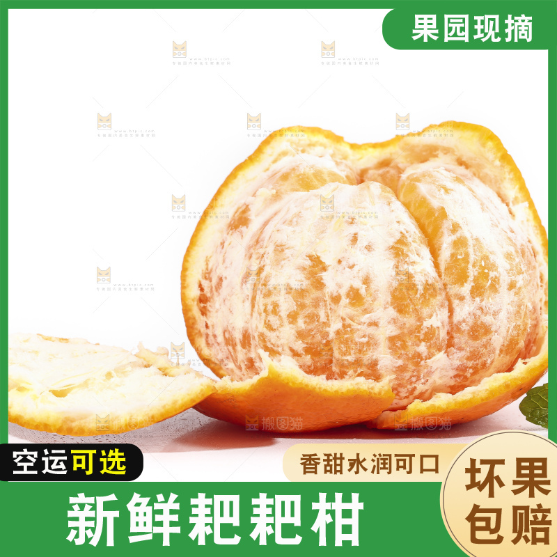 剥皮的耙耙柑放在白底上