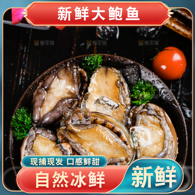 黑底上放着一盘鲍鱼