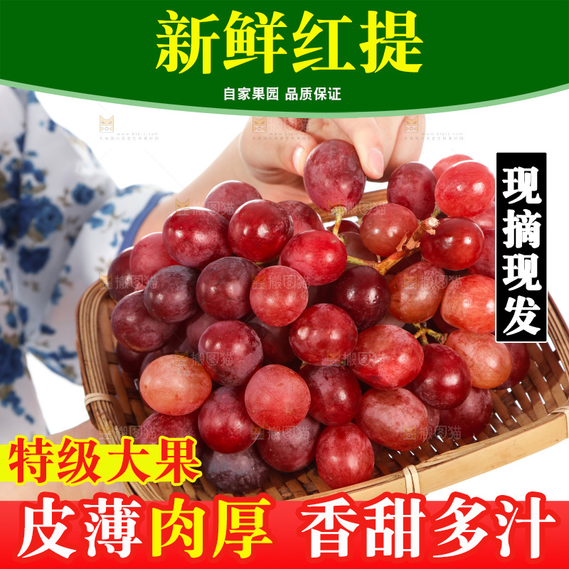 篮子里装着红提