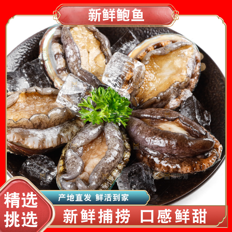 一盘鲍鱼放在白底上