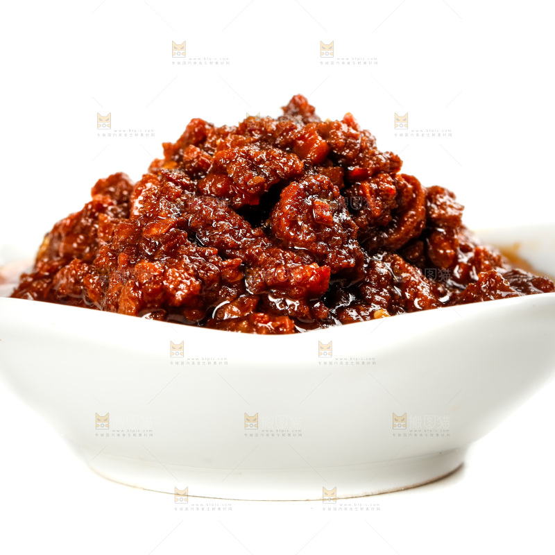 白底上放着一碗牛肉酱