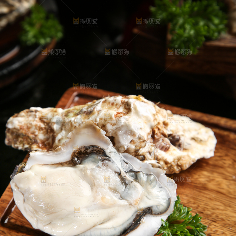 盘子里剥开的牡蛎