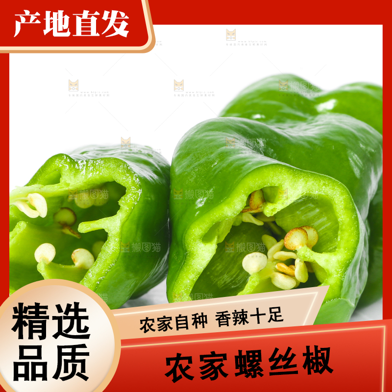 切开的螺丝椒放在白底上