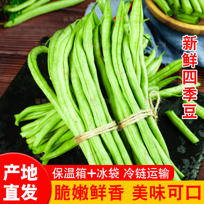 黑底上摆放着四季豆
