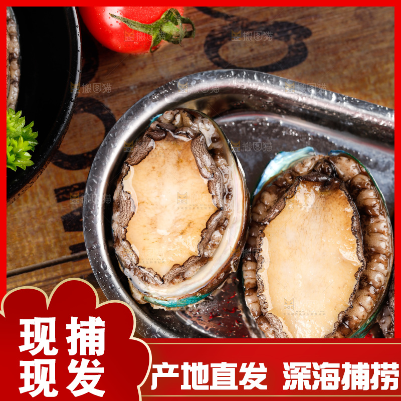 深底上放着一盘鲜鲍鱼