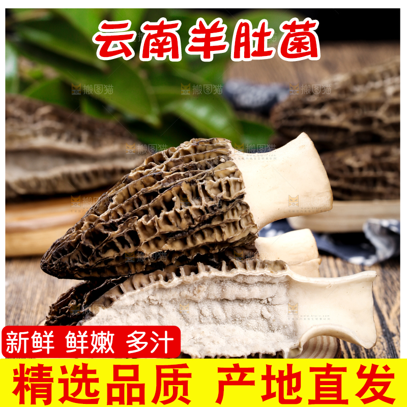 木盒子里放着羊肚菇