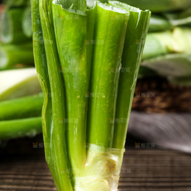木板上的大葱叶