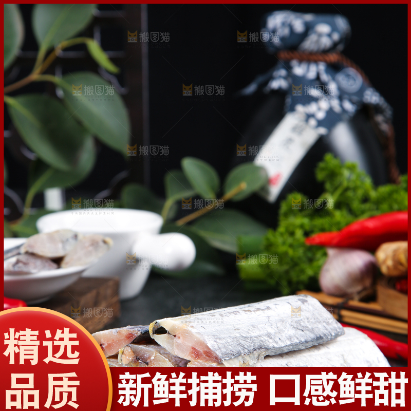 白底上的带鱼段