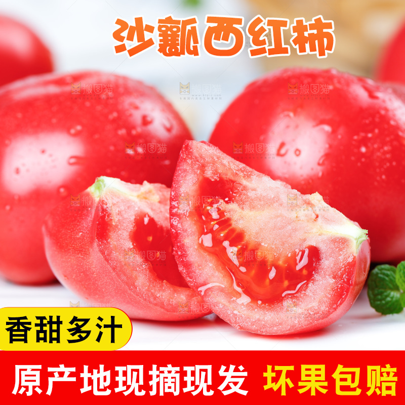 白底上的沙瓤西红柿