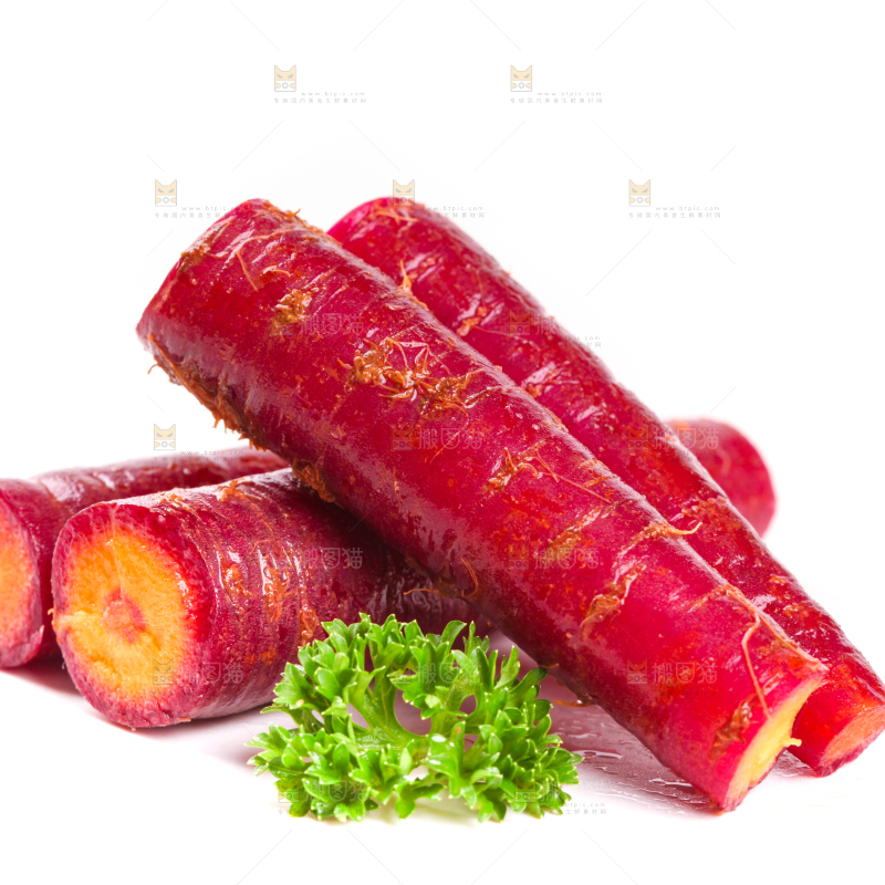 白底上放着胡萝卜