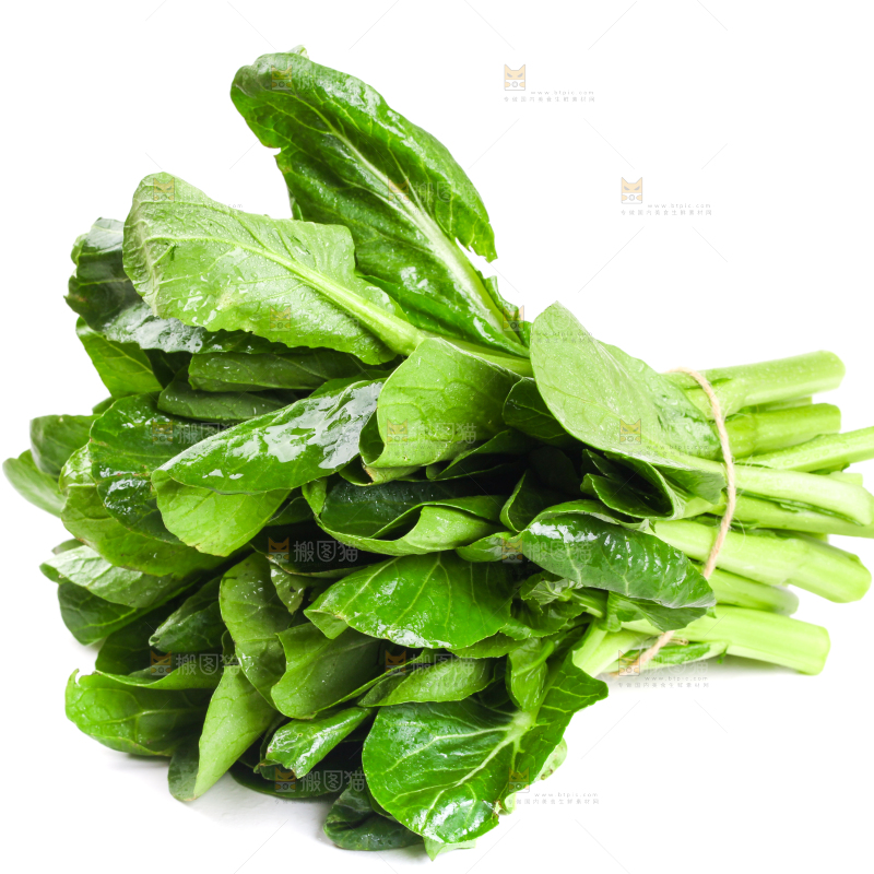 白底上放着菜苔