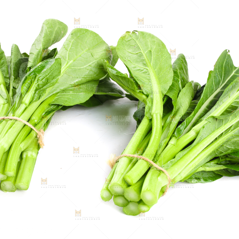 白底上放着菜苔