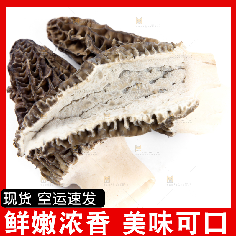 白底上放着羊肚菇