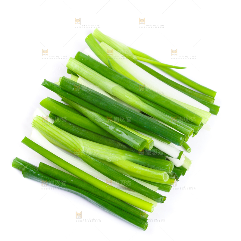 白底上放着小香葱