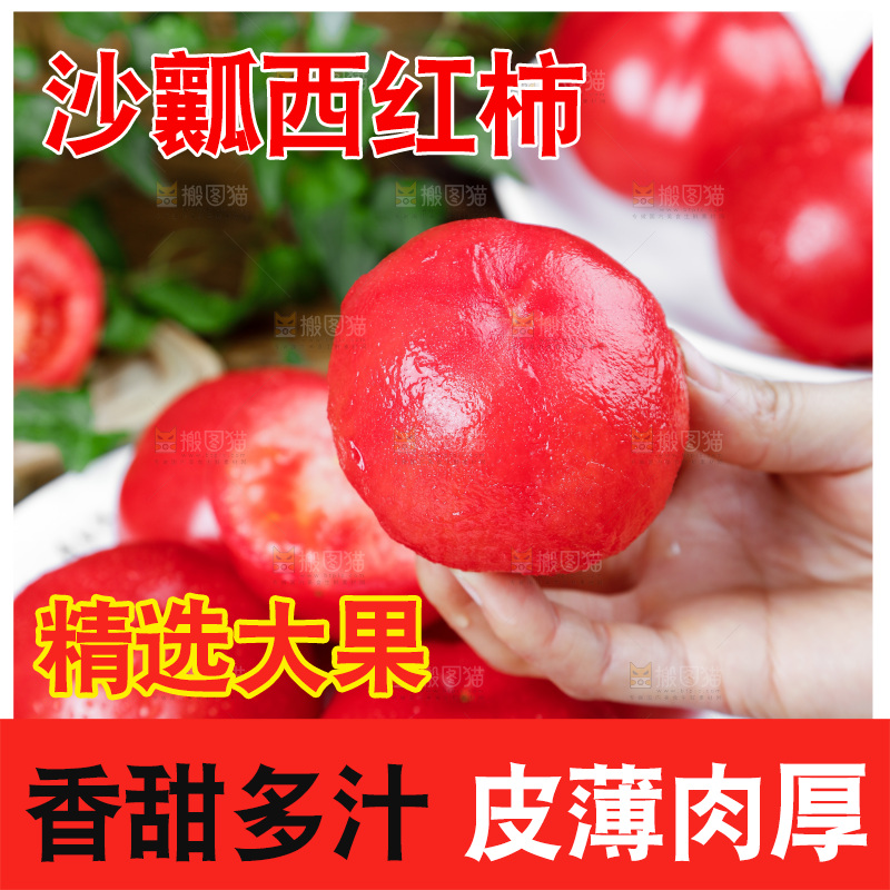 手里拿着沙瓤西红柿