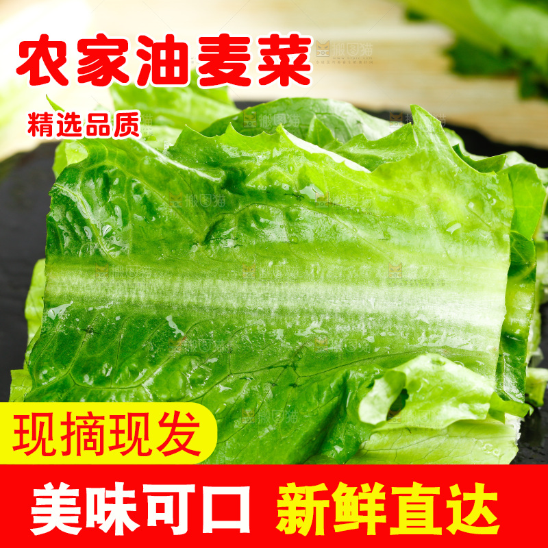 黑石板上放着新鲜油麦菜